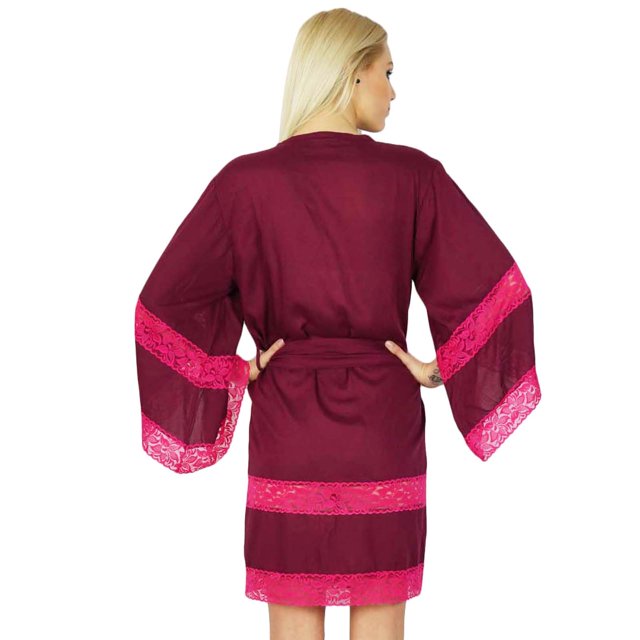 Bimba Robe Courte en Satin pour Femme pour la Préparation, Kimono de Demoiselle d'Honneur, Cache-Maillot à Manches