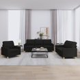 thumbnail image 1 of vidaXL 3 Piece Sofa Set with Cushions Black Fabric, 1 of 5
