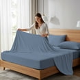 thumbnail image 4 of 100% Cotton Percale Single Flat Bedsheet Cool & Crisp Full Blue by Color Sense, 4 of 13