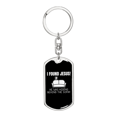 thumbnail image 1 of I Found Jesus Christian Stainless Steel or 18k Gold Premium Swivel Dog Tag Keychain, 1 of 8