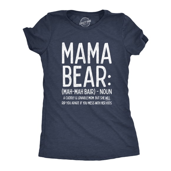 Womens Mama Bear Definition T Shirt Funny Mothers Day Gift Best Mom Novelty Tee (Heather Navy) - 3XL