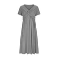 thumbnail image 4 of Meichang Robes Longues Fluides pour Femmes 2024 Mode d'Été Robe T-Shirt Élégante Tunique à Col en V Robes Décontractées à Manches Courtes Robe Évasée, 4 of 6