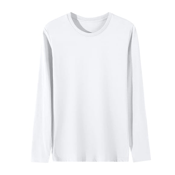 LNWUY (L-5XL) Big and Tall Long Sleeve Shirts for Men Soft Breathable Crew Neck Mens Tshirts Full Sleeve Tees White L