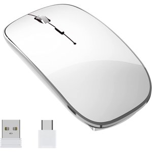 KOMI Wireless Mouse Chargeable Portable Silent Wireless Mouse USB and Type-C Dual Mode Wireless Mouse 3 Adjustable DPI for Laptop, Mac, MacBook, Android, PC