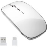 KOMI Wireless Mouse Chargeable Portable Silent Wireless Mouse USB and Type-C Dual Mode Wireless Mouse 3 Adjustable DPI for Laptop, Mac, MacBook, Android, PC