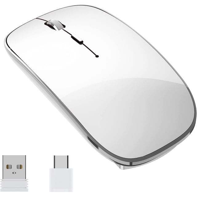 KOMI Wireless Mouse Chargeable Portable Silent Wireless Mouse USB and Type-C Dual Mode Wireless Mouse 3 Adjustable DPI for Laptop, Mac, MacBook, Android, PC