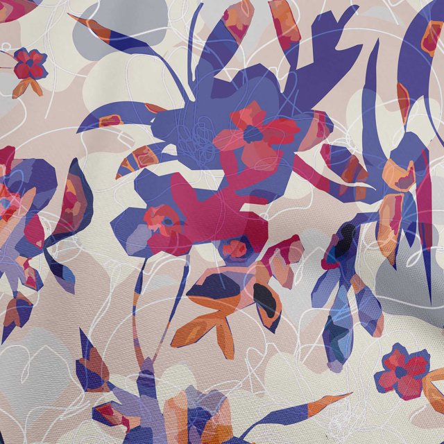 oneOone Silk Tabby Medium Blue Fabric Abstract Ink Texture Fabric For Sewing Printed Craft Fabric By The Yard 42 Inch Wide