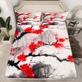 thumbnail image 2 of Erosebridal Ensembles de Draps Simple à Fleurs Rouges, Draps de Lit Simple à Fleurs Vintage, Literie à Encre Aquarelle Format Simple, Déco de Chambre en Microfibre, 3 Pcs, 2 of 6