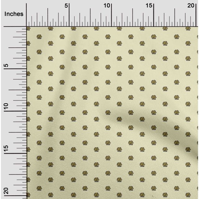 oneOone Organic Cotton Voile Fabric Lotus Block Print Fabric BTY 42 Inch Wide