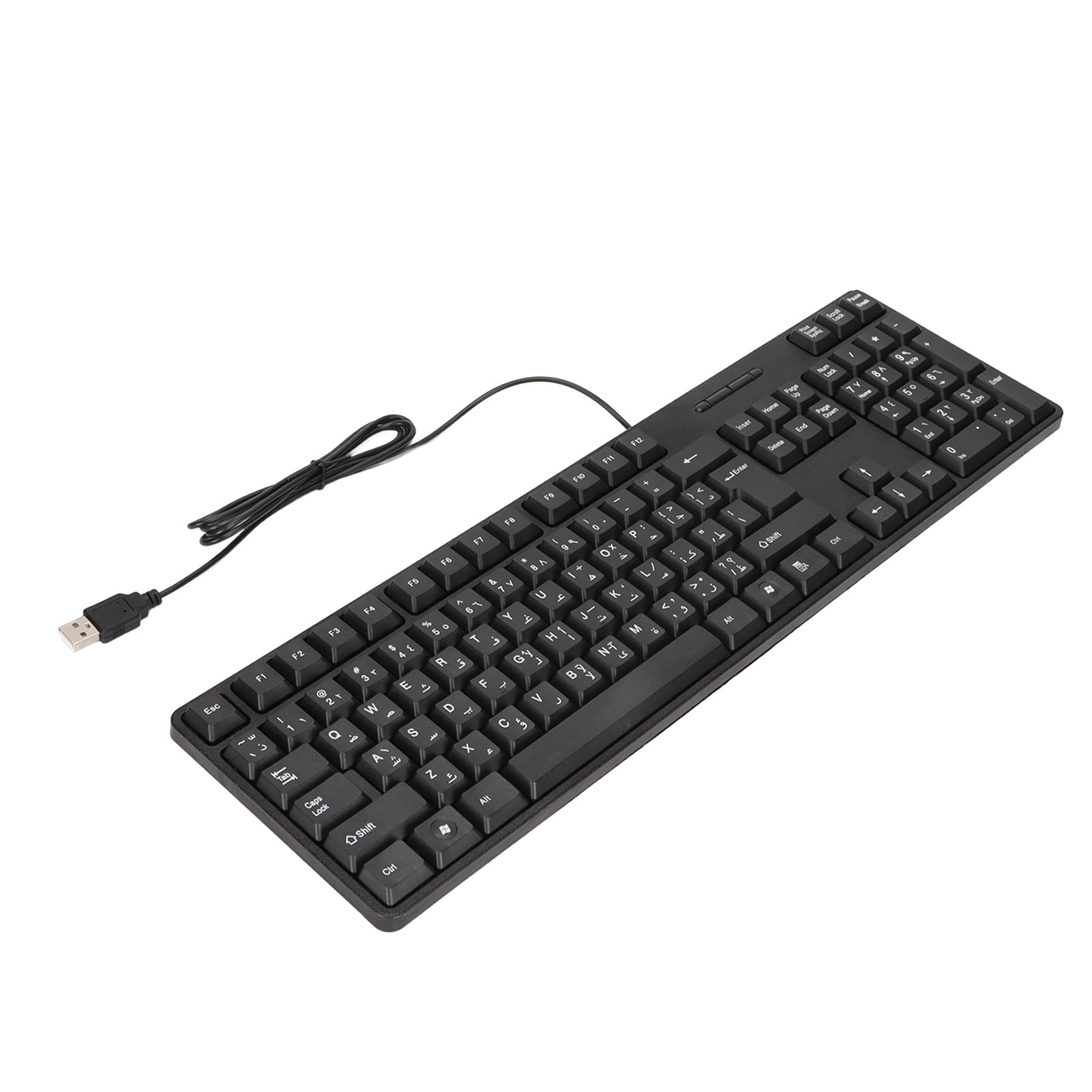 Senjay Clavier USB, Clavier Arabe, Clavier Arabe 104 Touches Interface USB Design Filaire Noir Matériau ABS Clavier de Bureau pour Ordinateurs de Bureau