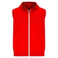 thumbnail image 4 of Men's Solid Color Sleeveless Zip-Up Hooded With Pockets Sleeveless Top(Red,XL), 4 of 6