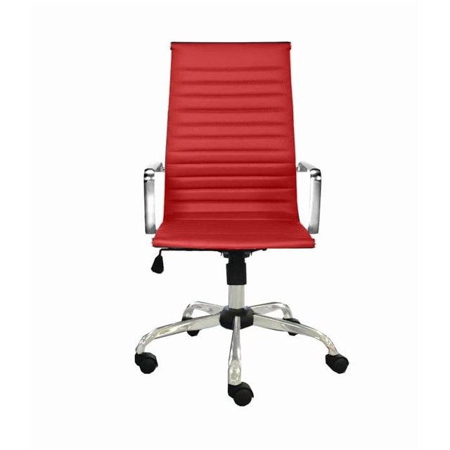 Chaise de bureau, dossier haut en rouge