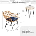 thumbnail image 4 of Costway 3PCS Patio Rattan Bistro Furniture Set Cushioned Chair Table Navy, 4 of 10