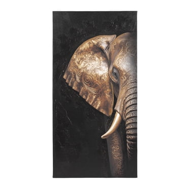 DesignOvation Midnight Mandala Zen Peaceful Elephant 12" x 24" Canvas Wall Art Print by The Creative Bunch Studio