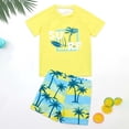 thumbnail image 2 of Little Boys Swimsuit Coconut Tree Surfboard Print Rash Guards and Swim Sets Size 6-7T, 2 of 9