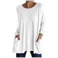 thumbnail image 1 of KIHOUT Hauts pour Femmes Printemps Hiver Nouveau Col Rond Manches Longues Ample Poche Couleur Unie Décontracté, 1 of 4