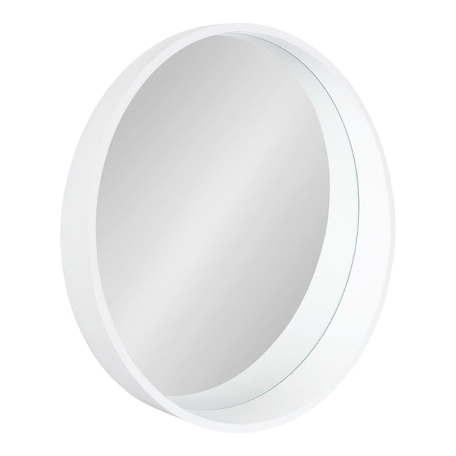 Kate and Laurel Wheeler Miroir Rond Gradué, Diamètre de 24 Pouces, Blanc, Accent Mural Chic et Moderne avec Profil Surélevé