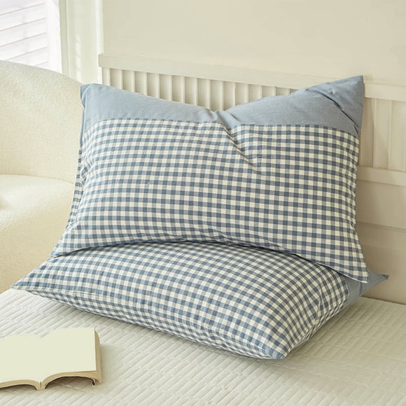 Plaid Pillow Shams Checkered Pillowcase Ginghams Pillow Covers Standard Size Pillow Cases Soft Breathable Pillow Cases Set Of 2 Farmhouses Pillowcase
