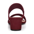 thumbnail image 4 of Women's Dual Straps Mid Chunky Heel Slide Sandals Burgundy 8.5, 4 of 8