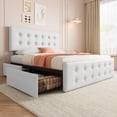 thumbnail image 2 of Eastvita Queen Size Bed Frame with 4 Drawers/Adjustable Headboard/White, 2 of 6