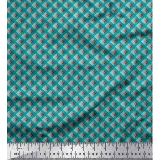Soimoi Japan Crepe Satin Fabric Diagonal Check Printed Fabric 1 Yard 42 Inch Wide