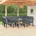 thumbnail image 1 of vidaXL 7 Piece Garden Lounge Set Black and Grey Poly Rattan, 1 of 5