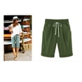 thumbnail image 3 of Pisexur Womens Shorts 2024 Cotton Linen Drawstring Solid Color Gym Workout Shorts Summer Comfy Elastic Waisted Shorts Plus Size Lounge Shorts Casual Beach Knee Length Shorts with Pockets,S-6XL, 3 of 3