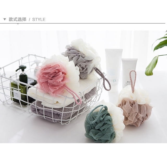 Vaidha Éponge Luffa Bain Douche Pouf en Maille Exfoliante 3 Pcs