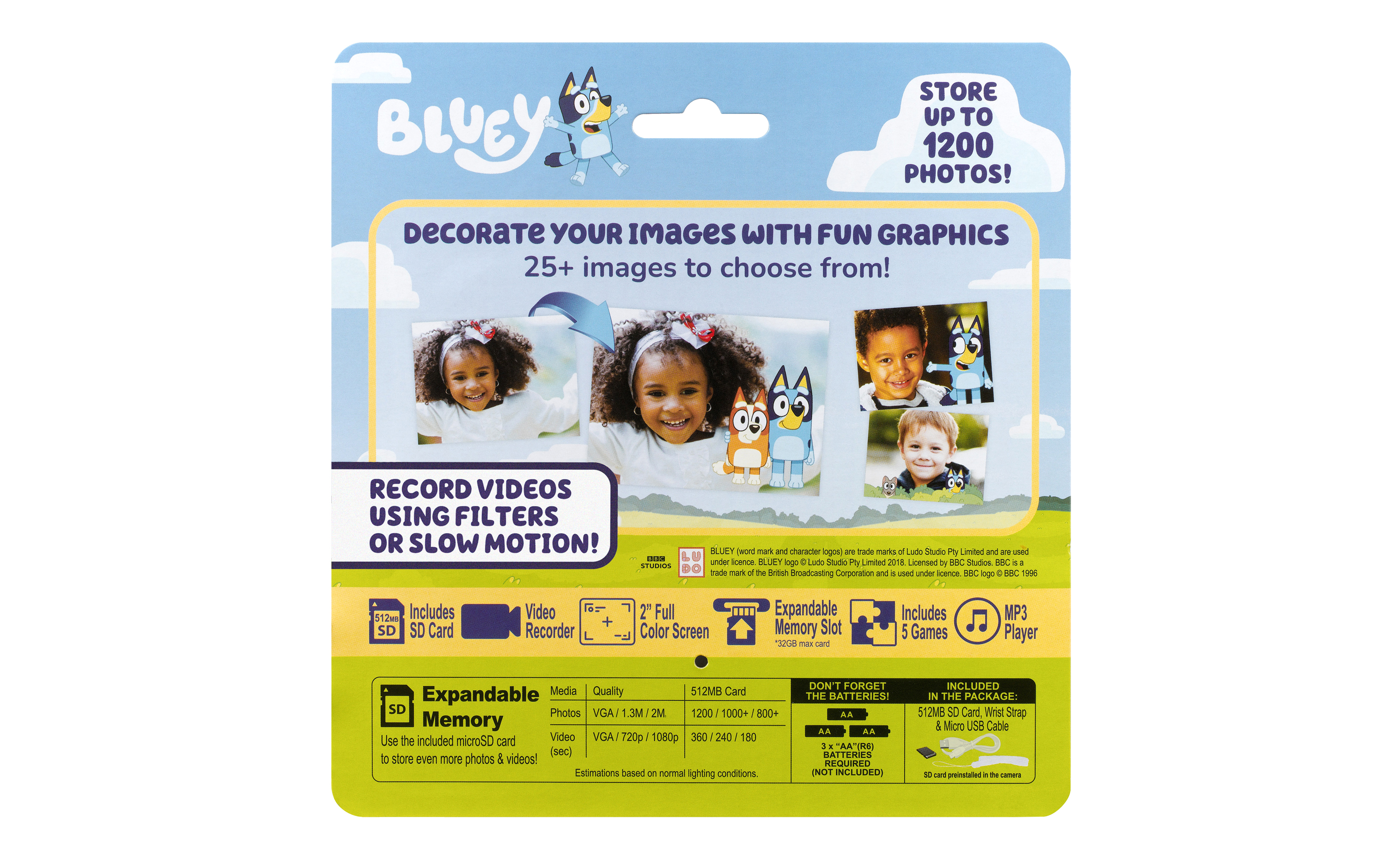 eKids Bluey Digital Camera for Kids with SD Card and Built-in Digital Stickers