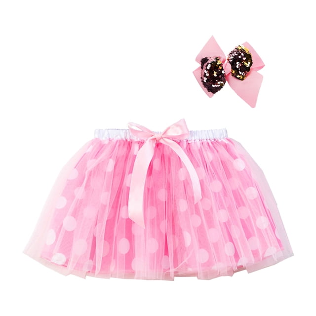 MIASHUI Tutus pour Tout-Petites et Petites Filles Robe de Danse Ballet à Pois Patchwork avec Épingles à Cheveux, Rose, 5-8 Ans