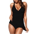 thumbnail image 1 of Bigersell Maillots de Bain une-Pièce à Jupe pour Femmes, Maillot de Bain Portefeuille à Nouer devant, Robe de Bain Tendance 2025 Nouvelle à Volants, Style SW-48, Noir, P, 1 of 9