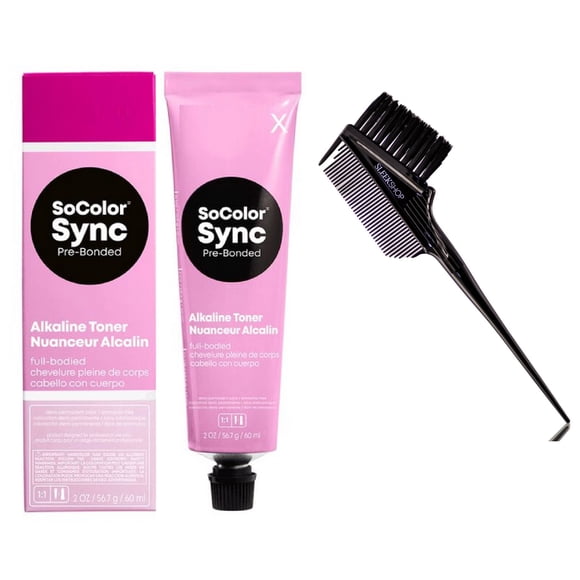3N - Brun Très Foncé Neutre (2 oz), Matrice SOCOLOR SYNC Tonique Alcalin Pré-Lié, So Color Coloration Capillaire DEMI-Permanente, Teinture Demi pour Cheveux Colorsync - Lot de 1 avec Peigne/brosse 3-en-1 Élégant
