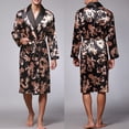 thumbnail image 1 of Gift TIMIFIS Men's Satin Robe Silk Robe Classic Long Bathrobe Lightweight Loungewear Bathrobe V Neck Sleepwear pring/Summer, 1 of 6