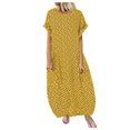 thumbnail image 1 of Kcodviy Robe Décontractée à Pois pour Femme, Robes Décontractées pour Femmes, Imprimé, Manches Courtes, Col Rond, Robes Portefeuille pour Femmes, Été, Robe Maxi à Encolure, 1 of 1
