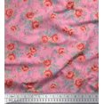 thumbnail image 1 of Soimoi Tissu Poly Georgette Imprimé Feuilles & Roses au Mètre 42 Pouces de Large, 1 of 3