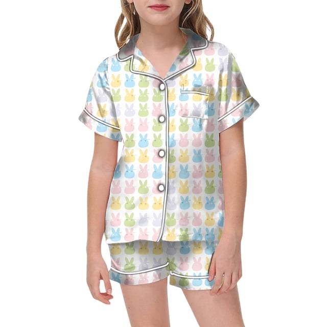 MIASHUI Ensemble de Pyjama 2 Pcs Unisexe Garçons Filles Imprimé Vêtements de Nuit, Blanc, 4-5 Ans