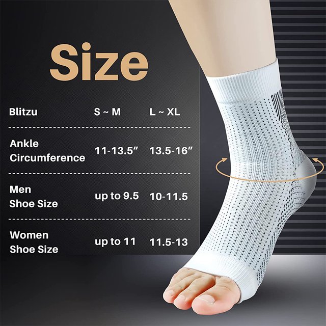 Becaristey 2pairs Wide Application Compression Foot Sleeve Anti-friction And Comfortable black L/XL 1Set