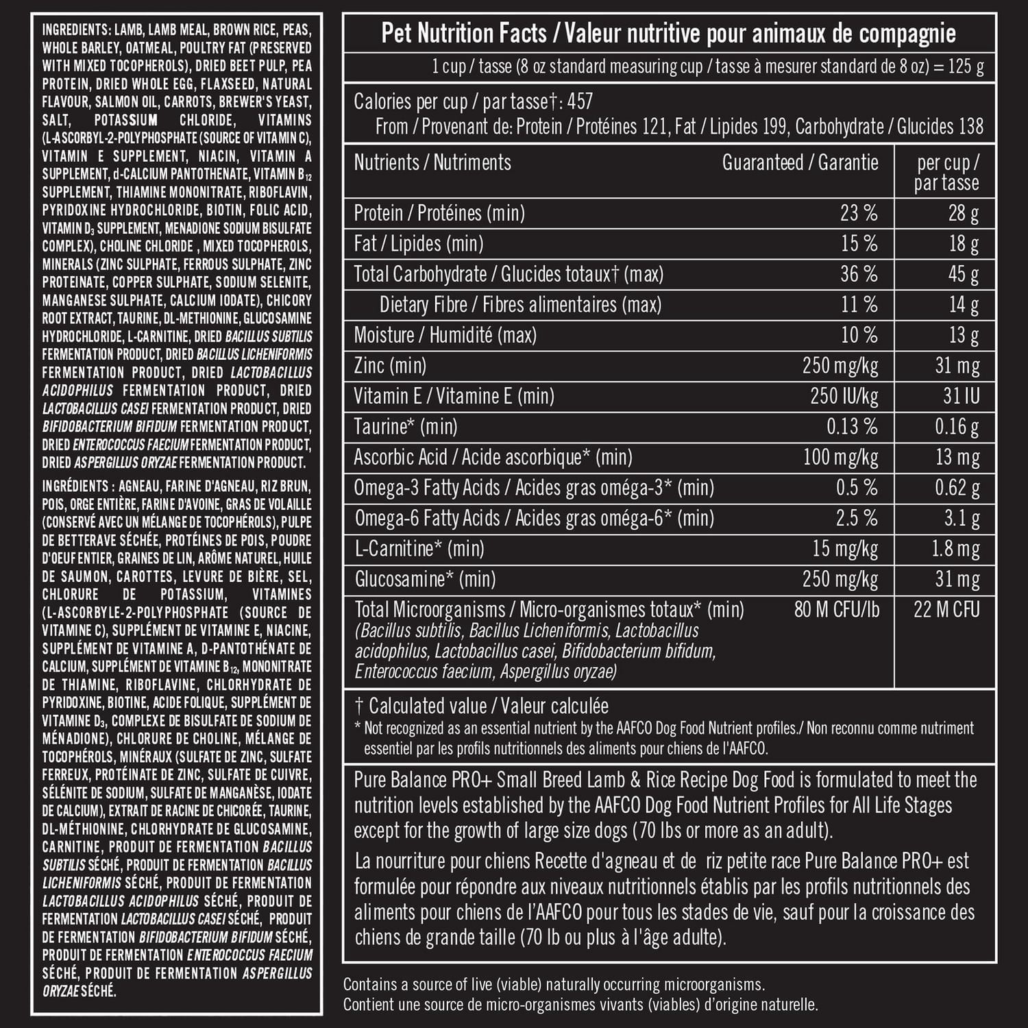 Pure Balance Pro+ Petite Race, Recette d'Agneau et de Riz Nourriture Sèche pour Chiens 3.5KG
