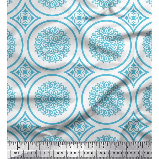Soimoi Rayon Fabric Floral Mandala Print Fabric by Yard 56 Inch Wide