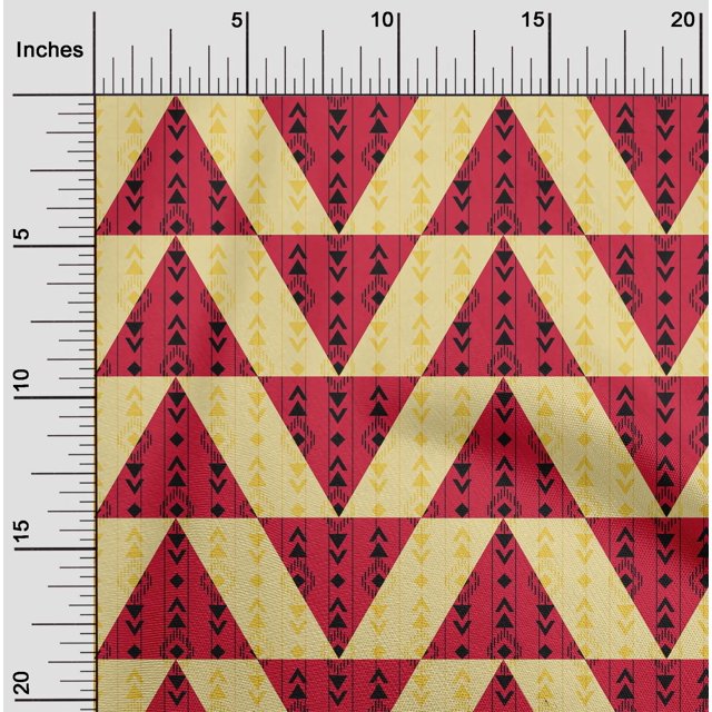 oneOone Viscose Chiffon Fabric Stripe|Diamond & Triangle Geometric Decor Fabric Printed BTY 42 Inch Wide