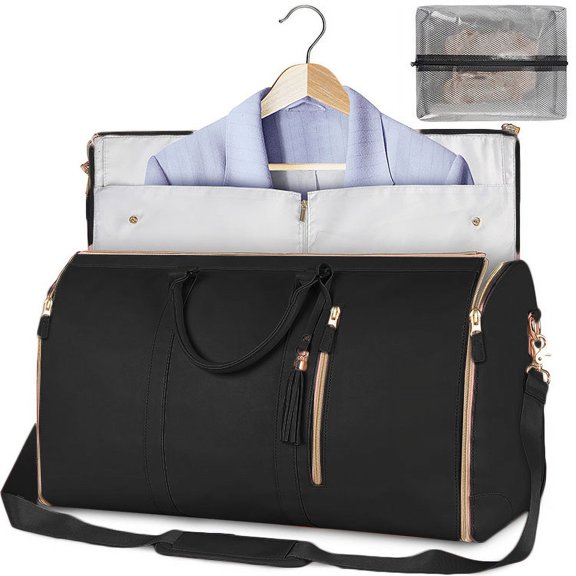 New Large PU Folding Suit Storage Bag Large Capacity Hand Luggage Bag Travel Bag Multi Function Black