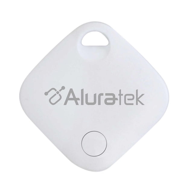 Aluratek Track Tag Tracker avec Apple Find My, un Dispositif de Suivi Personnel en Forme de Diamant Blanc avec Trou de Serrure Intégré et Bouton Circulaire, compatible avec Apple Find My app pour Localiser et Suivre des Articles sur iPhone, iPad, Mac Ou Apple Watch.