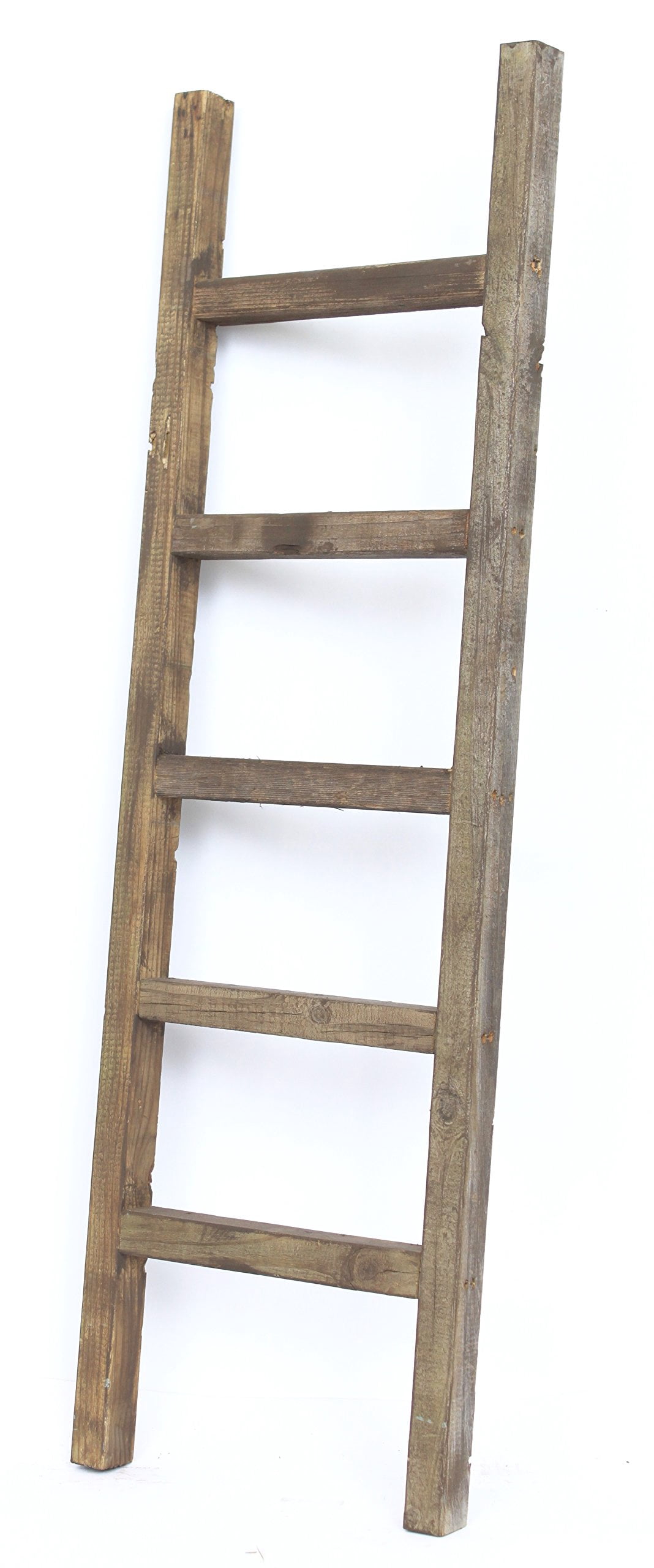 BarnwoodUSA Rustic Farmhouse Decorative Ladder - Our 6 ft Ladder can be Mounted Horizontally or Vertically and is Crafted from 100% Recycled and Reclaimed Wood | No Assembly Required | Brown