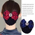 thumbnail image 4 of Couvre-Chef en Filet avec Strass Nœud Papillon Barrette Clip Dentelle Fleur pour Fête pour Employée Dorée+bleue, 4 of 7