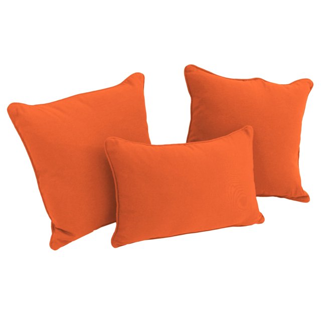 Blazing Needles Corded Twill Throw Pillow Set, Tangerine Dream 3 Count