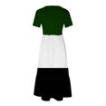 thumbnail image 4 of Tumotour Robe d'Été pour Femmes, Imprimée, Ample, Décontractée, à Manches Courtes, Col Ras du Cou, Ligne A, Évasée, Fluide, à Étages, Chemise, Maxi, Plage, Longue, 2025, Tenues Tendance avec Poches, 4 of 4