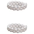 thumbnail image 1 of Thinsony Femmes Chic Perle Strass Stretch Bracelet Mariage Bal pour Mariée Blanc 2 Rangée 2Set, 1 of 6