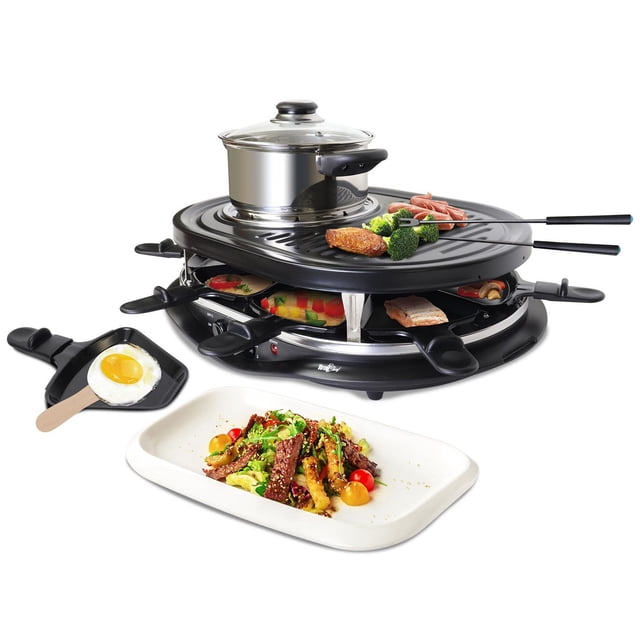 Total Chef Set Raclette & Fondue 2-en-1, Parfait pour les Repas en Famille et les Réceptions