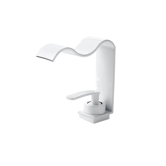 Brushed Gold Brass Waterfall Basin Faucet Deck Mounted Hot Cold Mixer Tap for Bathroom Lavatory Sink