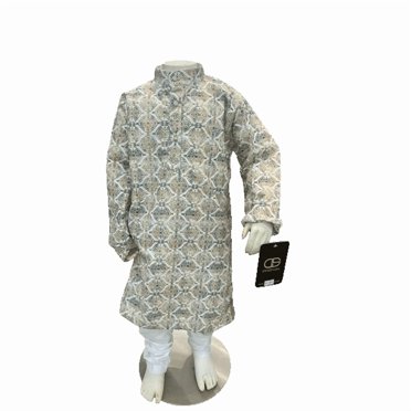 DWEEP SARA Kids Boys Kurta Pant Set – Premium Rayon Digital Lakhnavi Sequin Design, 2 Years